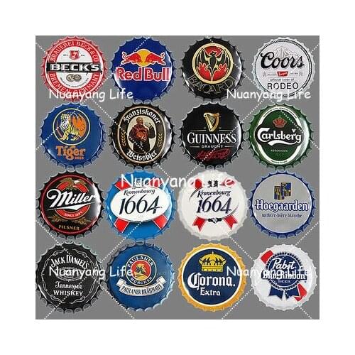 Famous Beer Brand Print Plate Painting Metal Tin Sign Hanging Craft Beer Cap Signs Bar Pub Club Home Decor Man Cave Wall Plaques