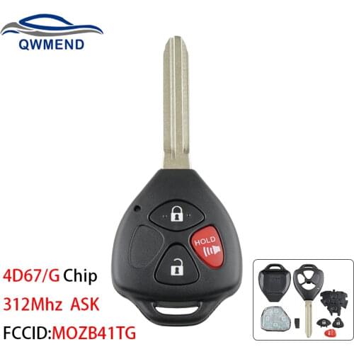 BHKEY MOZB41TG ASK Smart Car Key for Toyota Scion TC Yaris 2005 - 2010 Car Remote Key 312Mhz 4D67 or G Chip Optional 3 Buttons