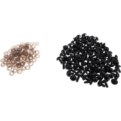 Pack of 100pcs Safety Eyes Plastic Safety Eyes with Washers for Doll, Puppet, Plush Animal DIY Change and Repair