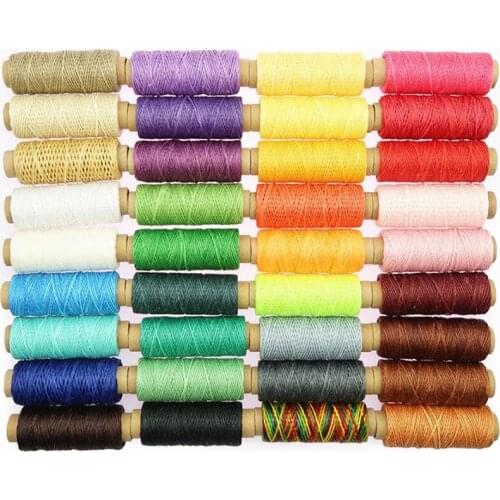36 Color 150D Leather Craft Sewing Wax Line, DIY Manual Sewing Thread 50 Meters Long / Roll for Repair Shoe Flat Wax Line