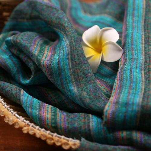 High grade bluestrip ramie printed cotton fabric Wedding Dress Tulle Skirt Material fabrics for patchwork kumas telas por metros