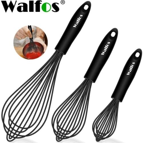 Walfos Silicone Whisk Stainless Steel Wire Whisk - Heat Resistant Kitchen Whisks For Non-Stick Egg Foamer Stirrer Kitchen Tool