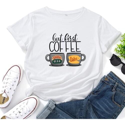 But First Coffee Women T Shirt Tops Harajuku Print Graphic Tees Women Streetwear Tshirts for Women O-neck Loose Women T-shirt