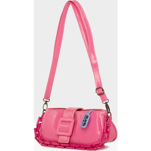 Womens Belt Chain Horizontal Baguette Mini Bag Fashion Summer Street Party Chic Style