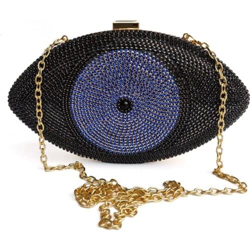 Female Crystals Women Eye Shape Evening Bags Lady Rhinestone Clutch Purse Minaudiere Party Cocktail Handbags Purses Clutches Bag