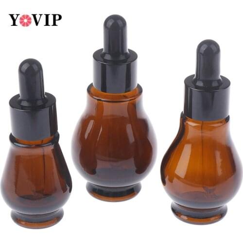 1PC 10/20/30/ml Essential Oil Perfume Pipette Bottles Refillable Empty Container Amber Glass Dropper Bottle