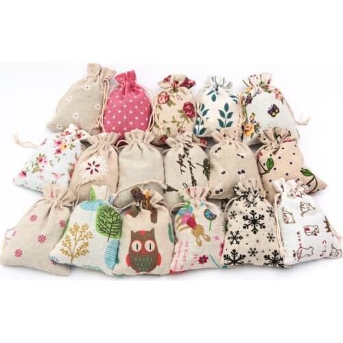 10pcs/lot Linen Cotton Bags 10x14cm Small Party Wedding Favor Boutique Charms Jewelry Packaging Bags Muslin Gift Bag Pouches