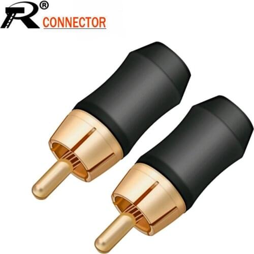 10pcs/lot RCA Connector Gold Plated RCA Male Plug Soldering Audio Wire Connector High Quality Amplifier Speaker Plug Jack