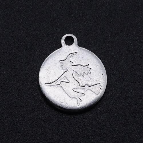 5pcs/lot 100% Stainless Steel Witch DIY Charm Pendant Wholesale Accept OEM Order Top Quality Jewelry Making Charms