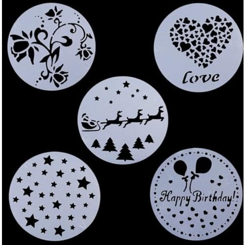 5pc Stencil Painting Template DIY Scrapbooking Album West Point Dessert Cake Decorating Mold Diy Graffiti Office School Supplies
