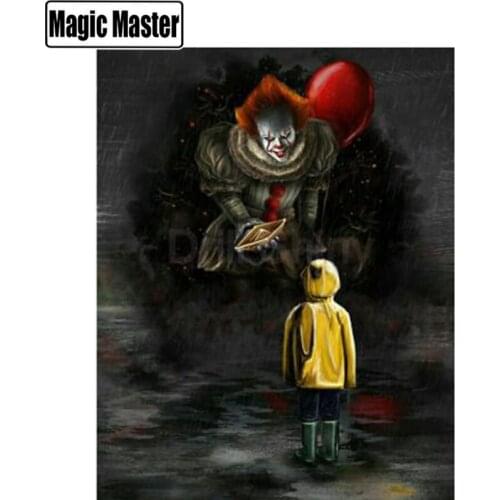 5D DIY Diamond Painting IT horror movie character Evil clown 3D Diamond Embroidery Cross Stitch Needlework Home Decor Full gift