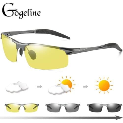 Day Night Photochromic Polarized Sunglasses for Men Women Square Al-Mg Frame Car Driver Night Vision UV400 Discoloration Lens
