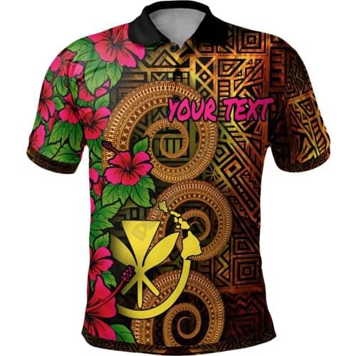 Hawaii Polynesian Custom Personalised Polo Shirt Hibiscus Vintage 3D Printed Polo Shirt Men Women Short Sleeve Summer T-shirt