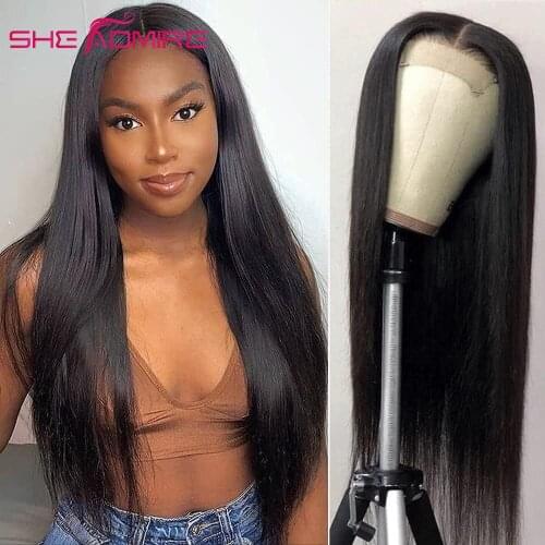 She Admire Peruvian Straight 6X6 Transparent Lace Closure Human Hair Wigs For Black Women Long Inch Remy Hair Lace Closure Wig