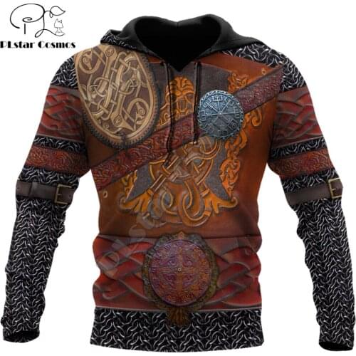 Viking Armor Tattoo 3D Printed Autumn Men Hoodies Unisex Pullovers Zip Hoodie Casual Street Tracksuit Cosplay Clothing DW663