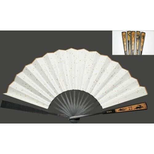 Chinese Xuan Paper Blank Folding Fan for Brush Calligraphy Ink Painting Creation Classical Xuan Paper Hand Fan DIY Art Supply