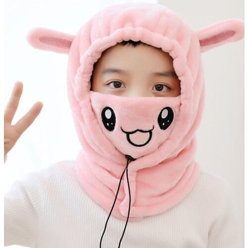 1PC Children Warm Hat Kid Baby Girls Boys Hooded Scarf Caps Hat Winter Cartoon Knit Ear Protection Thicken Cap Hooded Hat New