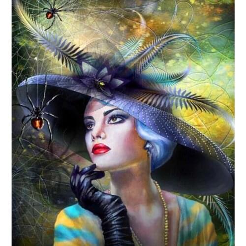 Beauty Diamond Painting Hat Woman Full Diamand Paint Mosaic Embroidery Rhinestone Picture Wall Stickers Canvas Hobby Diamond Dot