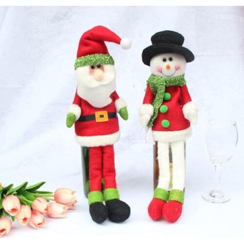 Creative gifts Christmas new year party dinner decoration red wine bottle champagne ornament cover clothes Santa Claus snowman