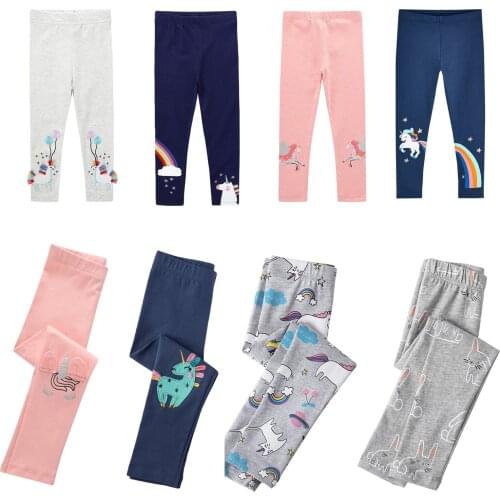 Girl Leggings Cotton Eleastic Skinny Pants Kids Unicorn Trousers Print Cartton Printed Childrens Pants Litlte Girl Boy Trousers