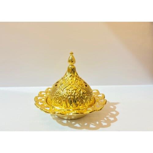 Middle Eastern small mini ceramic incense burner golden metal incense burner accessories