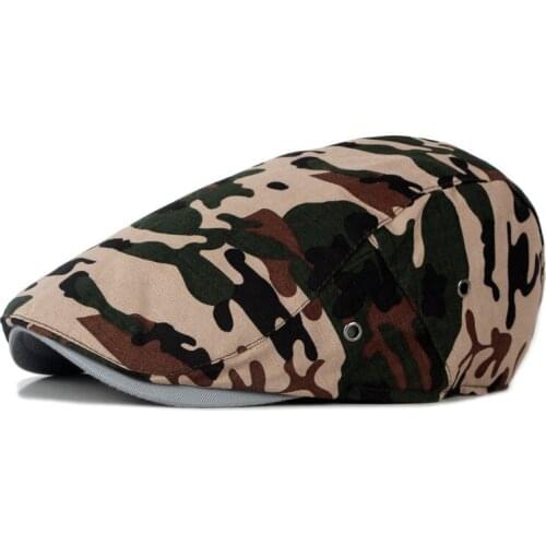 Fashion Camouflage Beret Hat Cotton Male Vintage Boinas Flat Cap For Men Women Casquette Sun Flat Cabbie Newsboy Hat Visors