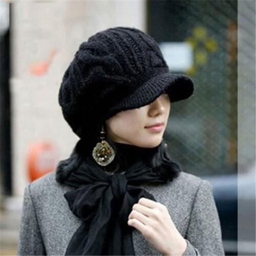 Naiveroo New Women Winter Hat Warm Beanies Fleece Knitted Hats For Woman Rabbit Fur Cap Autumn Winter Ladies Fashion Solid Hat