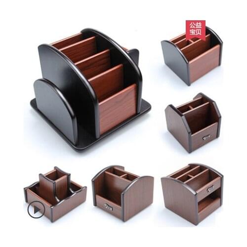Pen holder desk new fashion multi-function Wood Made desk storage box office supplies stationery pen box pens holder set