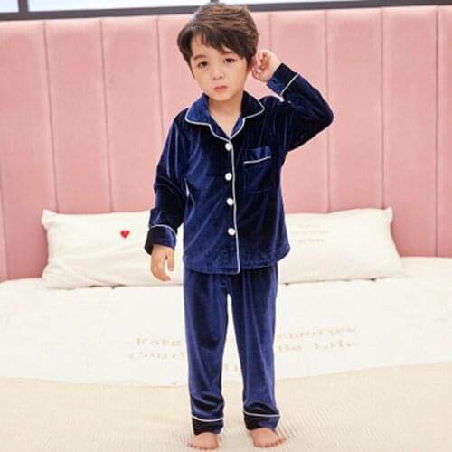New Year Boys Homewear Kids Christmas Coral Velvet Pyjamas Set Pajamas for Girls Winter Warm Flannel Long Sleeved Sleepwear Suit