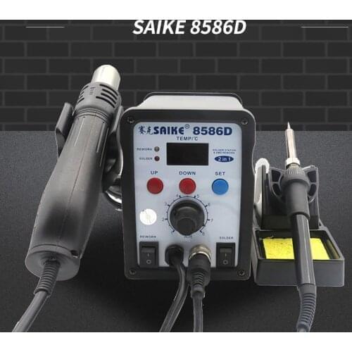 Digital Display 2 in 1 220V SAIKE 8586D hot air gun soldering station+solder Iron