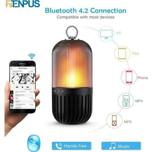 LED Flame Lamp Portable Speakers Light Bluetooth Party Light Stereo Flickering Night Light Outdoor Camping Stereo Speaker
