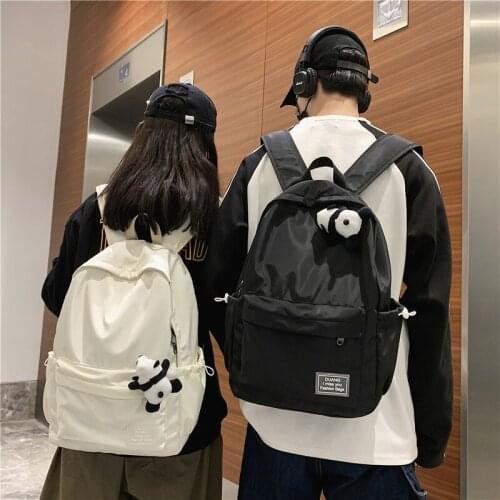 Casual Nylon Waterproof Women Backpack Harajuku Pendant Students School Bag Large Capacity Travel Purse Pack Womens Bag 2021