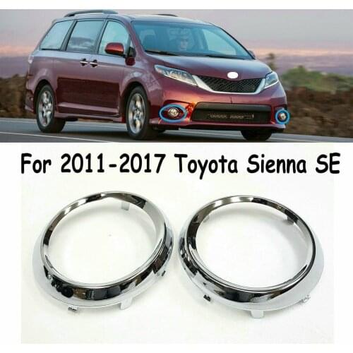 Fog Light Cover For 2011-2017 Toyota Sienna SE Chrome Trim Rings Pair Fog Light Lamp Bezel Cover