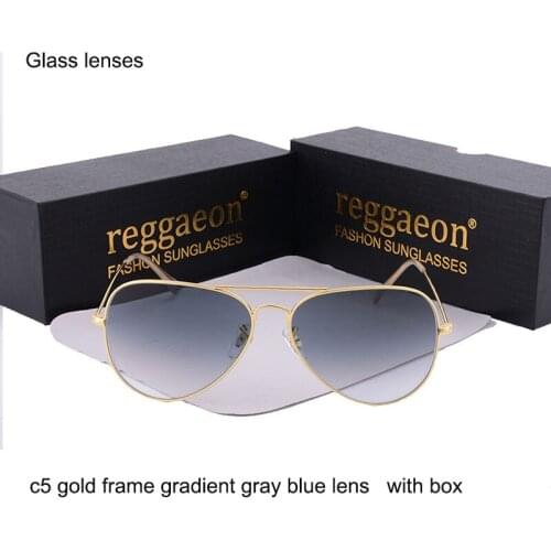 Luxury classics sunglasses glass lens Gradient Brown gray Pilot sunglasses women Men Anti-glare Double beam uv400
