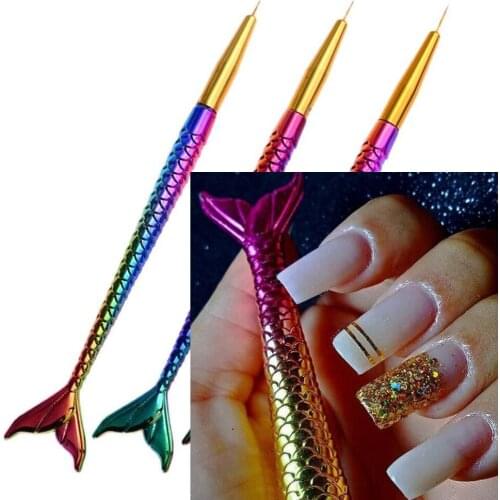 3pcs/Set Mermaid Nail Art Liner Pen 7/9/11mm Size Stripe Line Pencil Colorful Nail Polish Manicure Dotting Painting Tool Kit 3-2