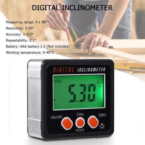 Digital Protractor Inclinometer Level Box Waterproof Angle Finder Gauge Measure Bevel Box With Magnet 90 degrees Gauge Ruler