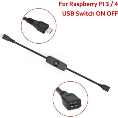 Raspberry Pi 3 4 Power USB Cable With ON/OFF Switch Power Control Toggle for Raspberry Pi 4 3 Model B+/ B/2/Zero/w