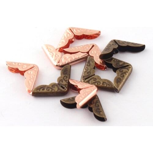 14mm Rose Gold Corner Protection Vintage Pattern Style Book Corner Box Corner Jewelry Decorative Wood Corner 20pcs