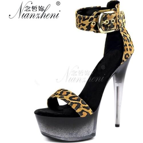 15CM Super High heeled shoesConcise Elegant Buckle strap Women Sandals Patent leather All match Party Fashion 6 inch Work shoes