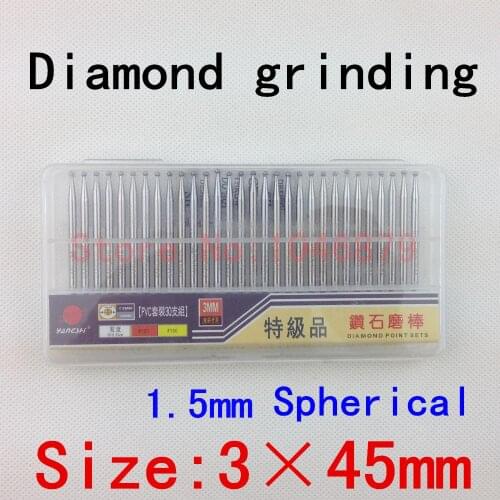 30 / box,Diamond grinding, grinding needles, grinding rods, ground rods. Spherical 3*1.5mm