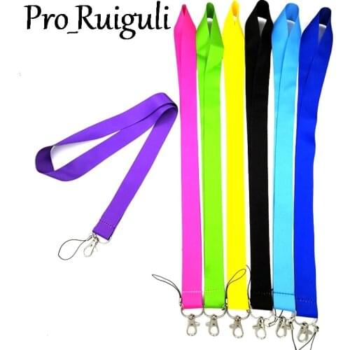 30pcs Pure Color Lanyard Keys Phone Holder Funny Neck Strap With Keyring ID Card DIY Animal webbings ribbons Hang Rope