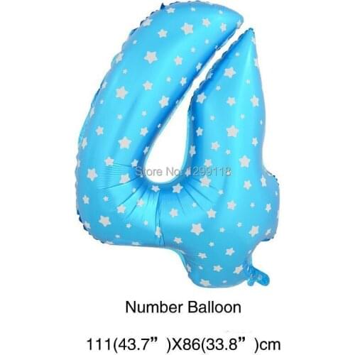 40 inch Large Pink Blue Dot Number Foil Balloons Digiatal Helium Balloons Christmas Birthday Party Decorations Number 4