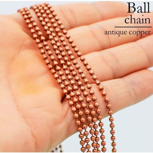 50 Pieces 24 30 Inch Antique Copper Ball Chain 2.4mm 1.5mm Bead Necklace Silver Gold Bronze Gunmetal Black for Jewelry Making