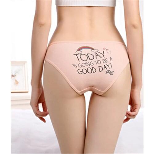 6pcs/lot Sexy Girls Cotton Thong Panties Female Brazilian Underwear Sheer Kids Panties Comfortable Letter Print G-string