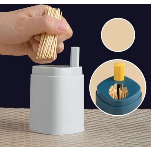Automatic Toothpick Box Container Portable Pop-up Toothpick Dispenser Storage Box Wheat Straw Toothpick Holder Kitchen Organizer