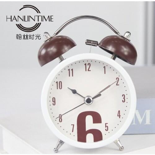 NEW Creative 3 inch Bell Alarm Clock Coffee Modern Destop Clock Table Bedside Clocks Kids Adults Travel Clock Decor