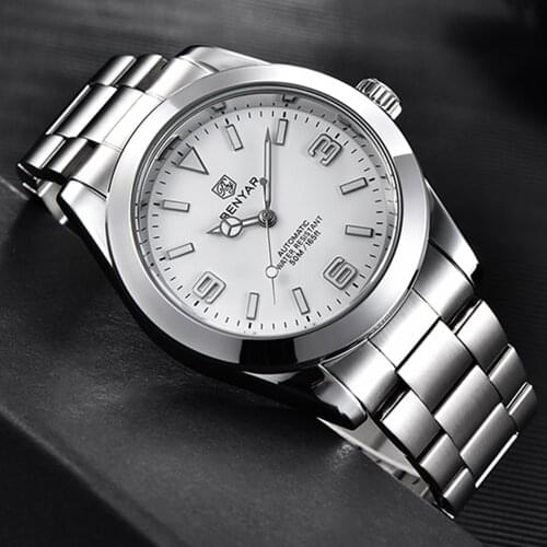 BENYAR Top Brand Casual Fashion Men Watch Stainless Steel Mechanical Wristwatch Waterproof 50M Luxury Automatic Watches reloj