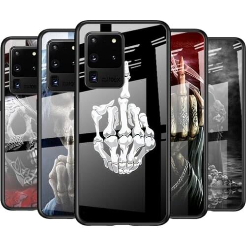 Tempered Glass Cover Grim Reaper Skull Skeleton For Samsung Galaxy S21 Ultra Plus 5G M51 M31 M21 Shockproof Shell Phone Case