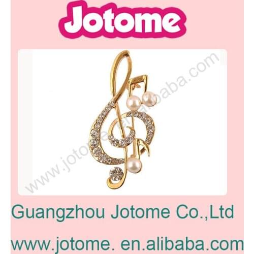 Cheaper Music Shape Christmas Pearl Crystal Corsage Brooch Pin for party