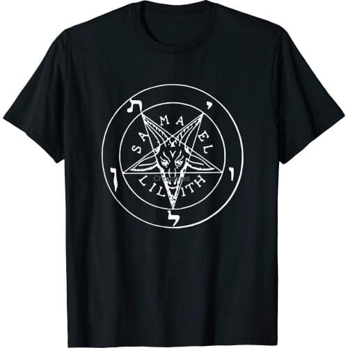 Samael Lilith Goat Satanic Pentagram T-Shirt Baphomet Tee
